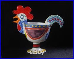 Vintage Mid 20thC DeSimone Painted Italian Art Pottery Rooster Planter Bowl