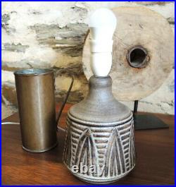 Vintage Mid Century Danish Art Pottery Lamp Signed J Meyården Lava Glaze