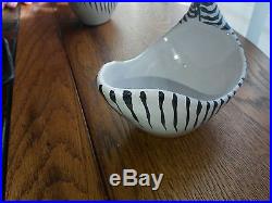Vintage Mid Century Italian Pair of Hand Painted Zebra Bowls Planters 1950's