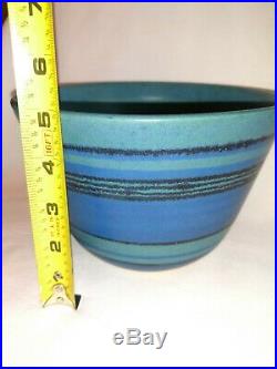 Vintage Mid Century MCM Glidden Fong Chow Gulfstream Art Pottery Bowl Vase Blue