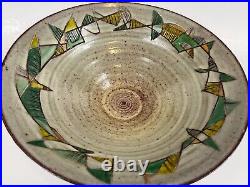 Vintage Mid Century Modern Accolay France Abstract Pottery Bowl 12