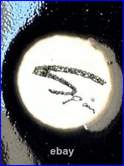 Vintage Mid-Century Modern Black Ceramic Nesting Bowls Set of 5 Signed