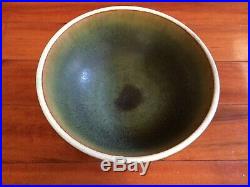 Vintage Mid Century Rupert Deese Potteries Ceramic Pottery Pedestal Bowl Leaves