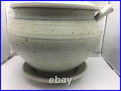 Vintage Mid Century Studio Pottery Footed Soup Tureen With Ladle Signed