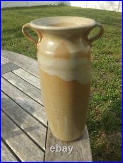 Vintage Mid Century Studio Pottery Handled Vase Marked WS Signed Schrew