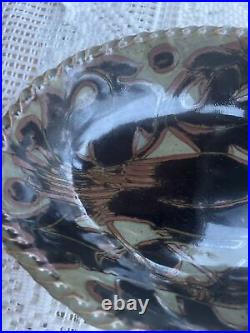 Vintage Miranda Thomas Pottery Signed Hallmarked Oval Shaped Bowl Crow Raven