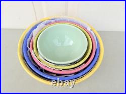 Vintage Mixing Nesting Bowl Set Colored Pottery Nice