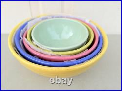 Vintage Mixing Nesting Bowl Set Colored Pottery Nice