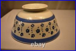 Vintage Mocha ware Bowl Pearlware Staffordshire English Pottery Blue Rims 166