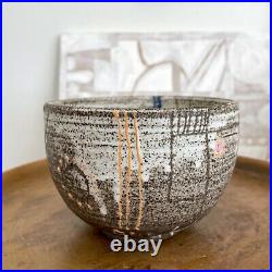 Vintage Modernist Stoneware Bowl by Keiko Hergesheimer (Signed)