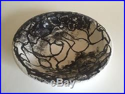 Vintage Moise Gross Hand Thrown Black & White Studio Pottery Round Bowl