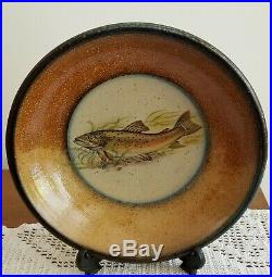 Vintage Monroe Salt Works 10 5/8 Pasta Serving Bowl Trout Fish Motif