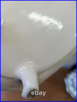 Vintage Monstiers Faience French Pottery Tureen With Grotesques