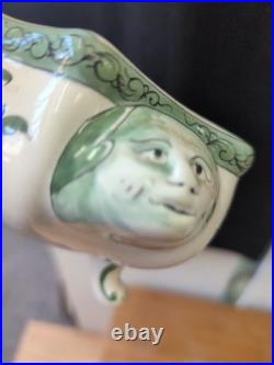 Vintage Monstiers Faience French Pottery Tureen With Grotesques