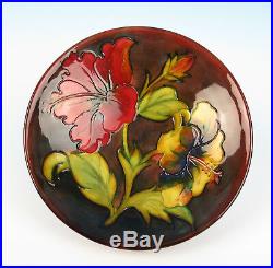 Vintage Moorcroft HIBISCUS FLAMBE 7.25 18cm Footed Dish Pedestal Late Queen