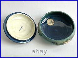 Vintage Moorcroft Pottery ANENOME Spring Flowers Floral Lidded Bowl Blue 1928-53