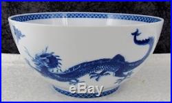 Vintage Mottahedeh Porcelain Blue Dragon Pattern 9 1/2 Salad Serving Bowl