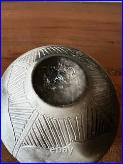 Vintage Nancee Meeker Pottery Raku Pit Fired Hand Carved Bowl