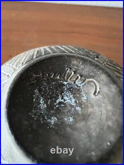 Vintage Nancee Meeker Pottery Raku Pit Fired Hand Carved Bowl