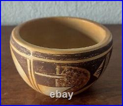 Vintage Native American Hopi Pottery Polychrome Bowl withBird Wing Design