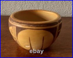 Vintage Native American Hopi Pottery Polychrome Bowl withBird Wing Design