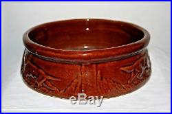 Vintage Nelson McCoy Brown Stoneware Dog Dish Bird Hunting Dogs Bowl Pottery 8