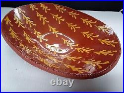 Vintage Net Foltz Large Redware Pottery Bowl 17.5 In Long By 3.5 In High 1993