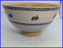 Vintage Nicholas Mosse 10 Checkerboard Rabbit Large Salad Bowl Ireland Pottery