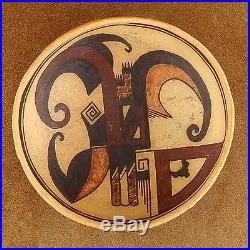 Vintage Old Hopi Style SIKYATKI Polychrome Pottery Bowl by Chakoptewa c1990