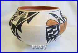 Vintage Old Lolita Concho Polychrome Bird Designs Acoma Indian Pottery Bowl Vase