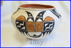 Vintage Old Lolita Concho Polychrome Bird Designs Acoma Indian Pottery Bowl Vase