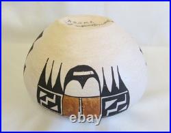 Vintage Old Lolita Concho Polychrome Bird Designs Acoma Indian Pottery Bowl Vase
