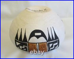 Vintage Old Lolita Concho Polychrome Bird Designs Acoma Indian Pottery Bowl Vase
