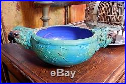 Vintage One-of-a-kind Amazing Double Headed Artisan Studio Pottery Parrot Bowl