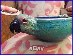 Vintage One-of-a-kind Amazing Double Headed Artisan Studio Pottery Parrot Bowl
