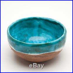 Vintage Original 1950s Ted De Grazia Studio Turquoise Glaze Pottery Art Bowl