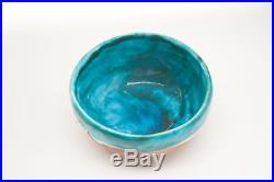 Vintage Original 1950s Ted De Grazia Studio Turquoise Glaze Pottery Art Bowl