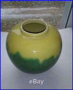 Vintage Original Rookwood Art Deco Pottery Yellow Green Bowl Vase XLIX 6204C