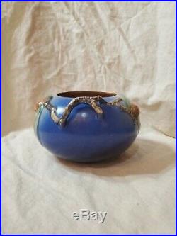 Vintage Original Roseville Art Pottery Blue Pinecone 278-4 Bowl Vase 1930's