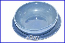 Vintage PINE RIDGE SIOUX POTTERY Large Blue Plate & Bowl Dish Signed O. COTTIER