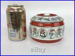 Vintage PORSGRUND Norway NISSE Elf Gnome Porcelain Lidded Covered Bowl Dish Jar