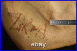 Vintage! Pair Cats Pottery Dish! Vtg 50s 60s Art Bowl Orig Tray Blue MID Century