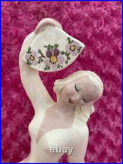Vintage Pair Of Hedi Schoop Vases/Figurines Of Floral Dancing Twin Girls with Fans