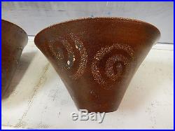 Vintage Pair-set Of 2 Mid-century Modern Studio Pottery Signed Handcrafted Bowls