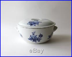 Vintage Pillivuyt Blue White Floral Ceramic Cassrole Dish Tureen Bowl France