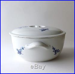 Vintage Pillivuyt Blue White Floral Ceramic Cassrole Dish Tureen Bowl France