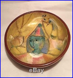 Vintage Polia Pillin Art Studio Pottery Bowl 6 1/2 Girl with Horses