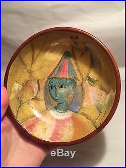 Vintage Polia Pillin Art Studio Pottery Bowl 6 1/2 Girl with Horses