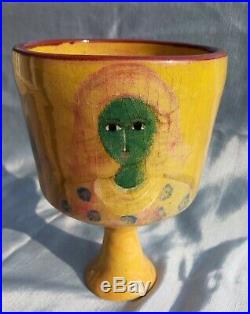 Vintage Polia Pillin Pedestal Vase Footed Bowl Chalice Four Sides Decorated
