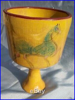 Vintage Polia Pillin Pedestal Vase Footed Bowl Chalice Four Sides Decorated